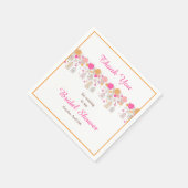 花のオレンジとピンクの鳥かご ブライダルシャワー スタンダードカクテルナプキン (角)