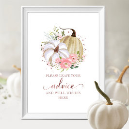 花のオレンジの秋のブライダルシャワーアドバイスサイン ポスター