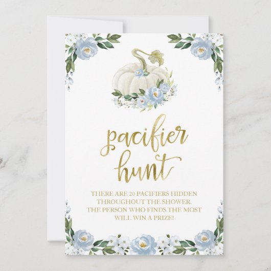 花のオレンジの秋の少年おしゃぶりハントゲーム看板 招待状 (正面)