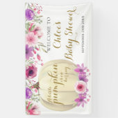 花のオレンジ色の女の子の赤ちゃん歓迎の垂れ幕 横断幕 (縦)