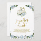 花のオレンジ色の秋の少年おしゃぶりハントゲーム看板 招待状 (正面/裏面)