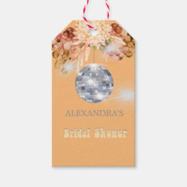 花のオレンジ ディスコボール ブライダルシャワー シール ギフトタグ