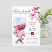 花のオーキッド ワイン 水彩 結婚式 セーブザデート (スタンド正面)