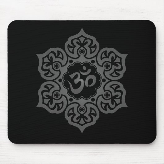 花のオームのデザイン(暗い) マウスパッド (正面)