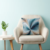 花のカスケード - ソフトターコイズとゴールドのアブストラクトフロー クッション (椅子)