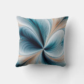 花のカスケード - ソフトターコイズとゴールドのアブストラクトフロー クッション (裏面)