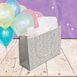 花のカスケード（青とピンク） ラージペーパーバッグ