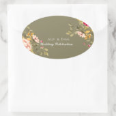 花のカスタムサイズ&名前ステッカー 楕円形シール (バッグ)