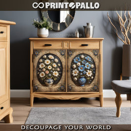 花のカップルポット2ドアのキャビネット 薄葉紙