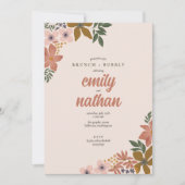 花のカップル ウェディング ブランシュ シャワー 招待状 (正面)