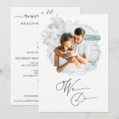 *~* 花のカップル 写真 RSVP + QR AR6 結婚式招待状 招待状 (正面/裏面)