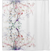 花のカラフルつる植物 シャワーカーテン (正面)