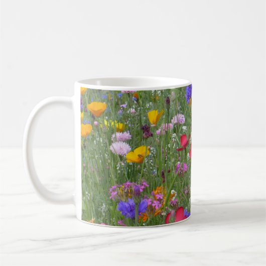 花のカラフルフィールドTwo-Tone Coffee Mug コーヒーマグカップ (左)