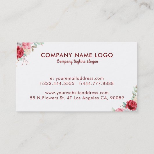 花のカラフル角のアクセント 名刺 (裏面)