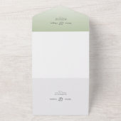 花のカリグラフィー セージグリーン ムーディーブルー オールインワン招待状 (外側)