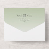 花のカリグラフィー セージグリーン ムーディーブルー オールインワン招待状 (裏面)