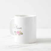 花のカリグラフィー 個人名 ギフト コーヒーマグカップ (正面左)