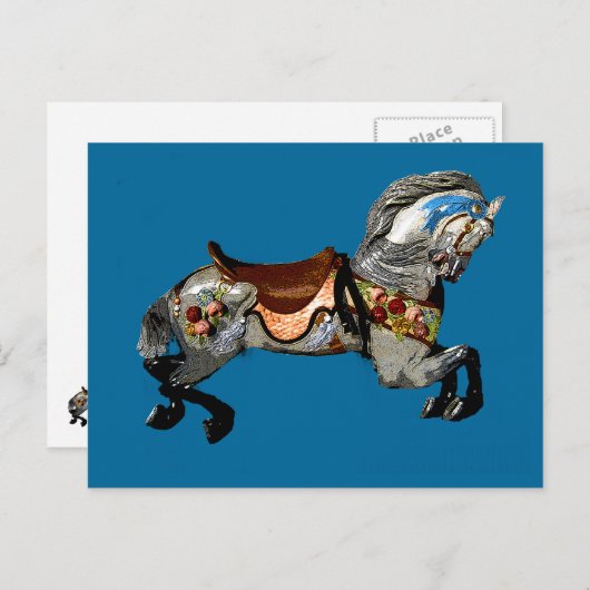 花のカルーセル馬のギフトと挨 ポストカード (正面/裏面)
