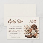 花のカントリーミュージックのカウガールブーツ 招待状 (正面/裏面)