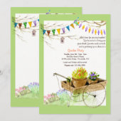 花のカートの招待状 招待状 (正面/裏面)