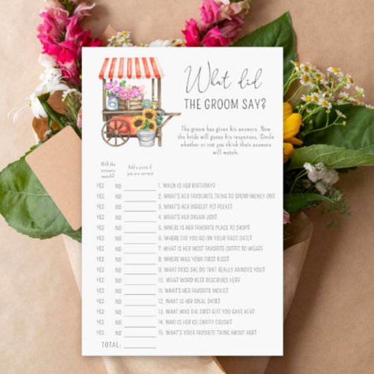 花のカート – 新郎は何と言ったブライダルゲーム