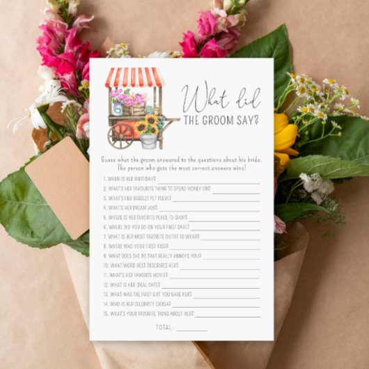 花のカート – 新郎は何と言ったブライダルゲーム