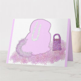 花のカードとスパークリーのイースターバニーのバスケット カード