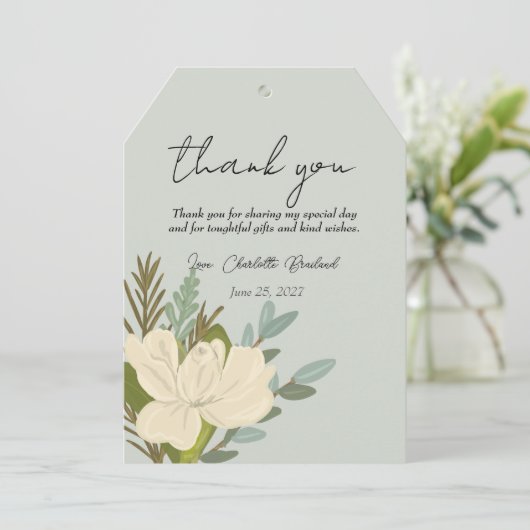 花のガーデニアの花束 ブライダルシャワーのお礼 サンキューカード (スタンド正面)