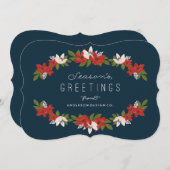 花のガーランド コーポレートホリデー シーズンカード (正面/裏面)