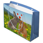 花のキスをする牧草地の二つ大復活祭 ラージペーパーバッグ (裏面アングル)