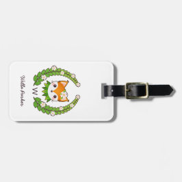 花のキツネの名前及びモノグラム ラゲッジタグ