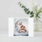 花のキツネの水色 ポストカード (スタンド正面)