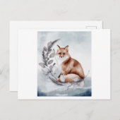 花のキツネの水色 ポストカード (正面/裏面)