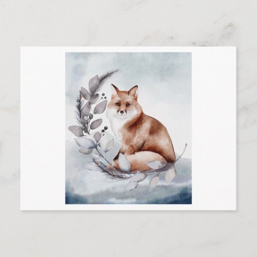 花のキツネの水色 ポストカード (正面)