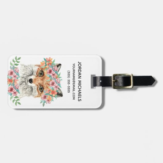 花のキツネは|あなたの名前を加えます ラゲッジタグ (正面横)
