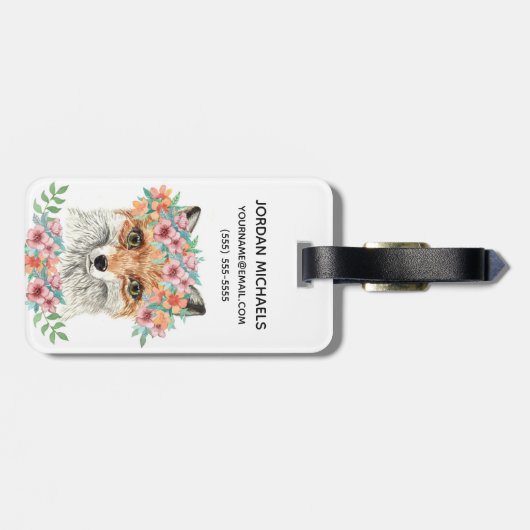 花のキツネは|あなたの名前を加えます ラゲッジタグ (裏面横)
