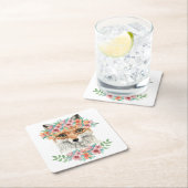 花のキツネ スクエアペーパーコースター (インサイチュ)