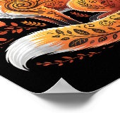 花のキツネ 秋の花 アート キツネ - 秋 ポスター (角)