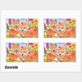 花のキツネ 長方形シール (シート)