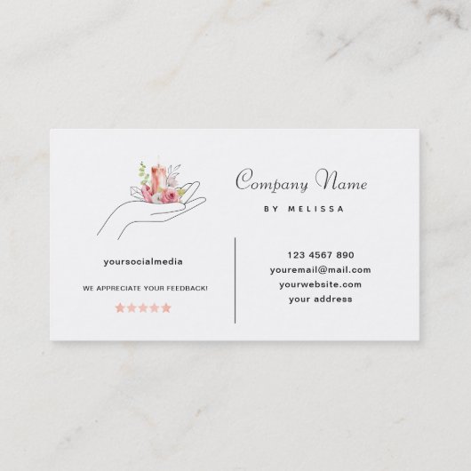 花のキャンドル 名刺 (裏面)