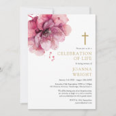 花のキリスト教のお別れと命の写真付き葬儀案内 招待状 (正面)