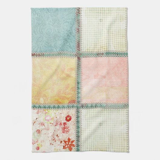 花のキルトは正方形を平方します キッチンタオル (縦)