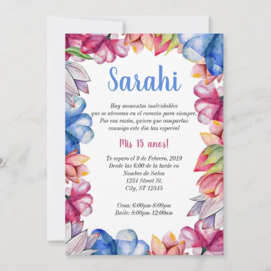 花のキンセアニエラ招待状 招待状 (正面)