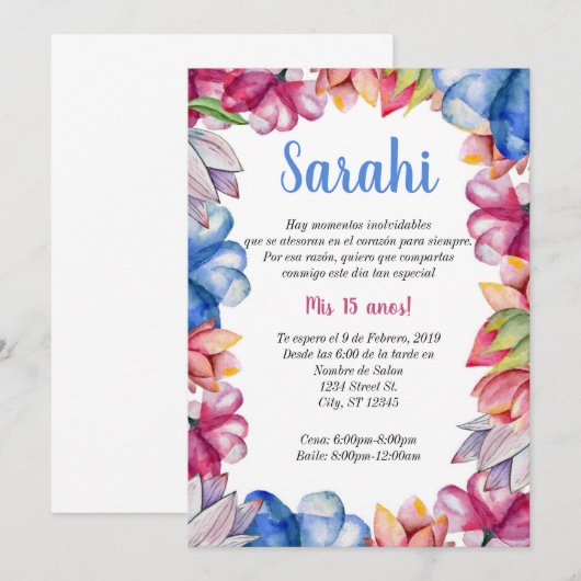 花のキンセアニエラ招待状 招待状 (正面/裏面)