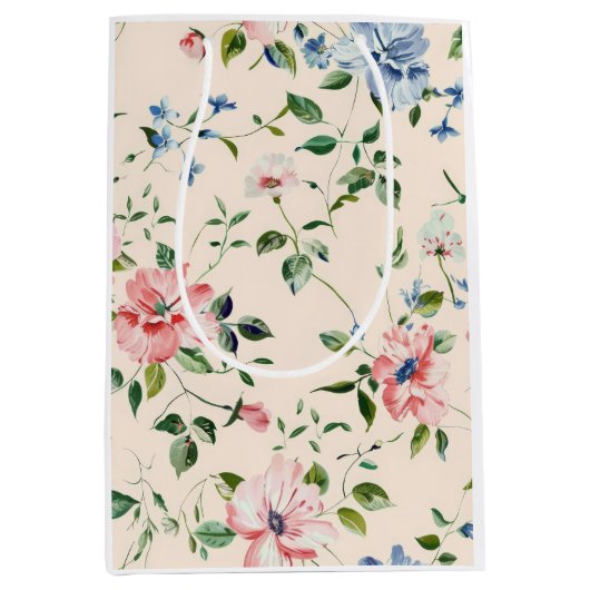 花のギフトバッグ – 花の明るい！ ミディアムペーパーバッグ (正面)