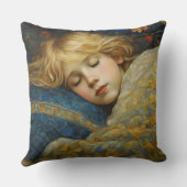 花のクイルトにくるまれた夢見る眠る子供 クッション (裏面)