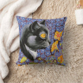 花のクッションの海のヴィンテージのルイWain猫 クッション (ブランケット)