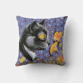 花のクッションの海のヴィンテージのルイWain猫 クッション (裏面)