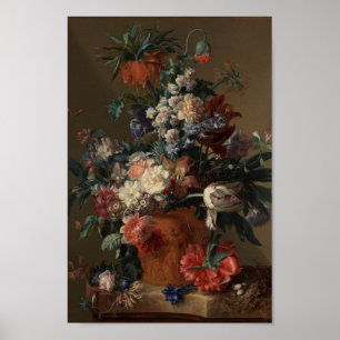 花のクラシックな絵画のつぼ ポスター