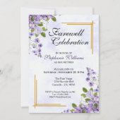 花のクラシック エレガント 女性の送別会 招待状 (正面)